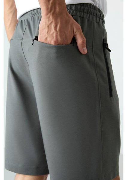 Çağla Gizli Fermuar Arka Cepli Bağcıklı Standart Kalıp Erkek Şort - 81136