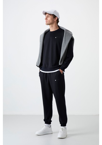 Lacivert Casual O Yaka Jogger Erkek Oversize Eşofman Takımı - 85120