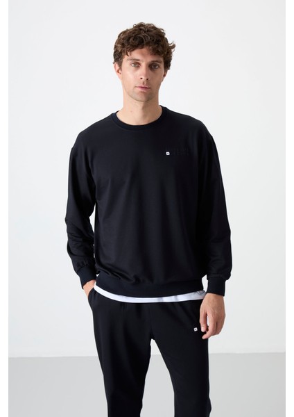 Lacivert Casual O Yaka Jogger Erkek Oversize Eşofman Takımı - 85120