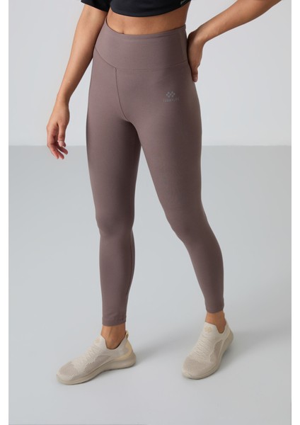 Kahverengi Yüksek Bel Toparlayıcı Slim Fit Dar Paça Kadın Tayt - 94011