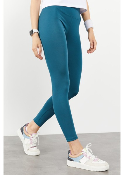 Zümrüt Yüksek Bel Streç Slim Fit Dar Paça Kadın Tayt - 94545