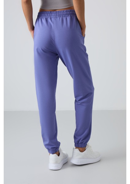 Eflatun Cepli Yüksek Bel Rahat Form Lastik Paça Kadın Eşofman Alt - 94583