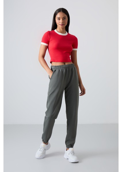 Çağla Cepli Yüksek Bel Rahat Form Lastik Paça Kadın Eşofman Alt - 94583