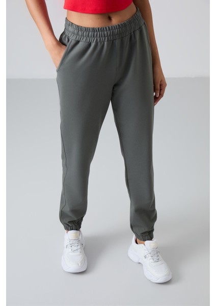 Çağla Cepli Yüksek Bel Rahat Form Lastik Paça Kadın Eşofman Alt - 94583