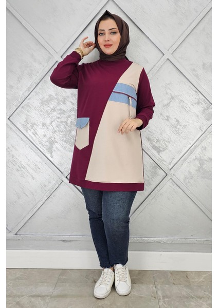 Kadın Kombinli Taş ve Fermuar Detaylı Tesettür Tunik modelleri
