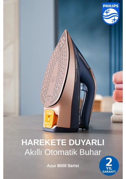 Azur Yenilendi, 8000 Serisi Azur Buharlı Ütü, Kumaşa Göre Otomatik Akıllı Buhar 3000W + Tiftik Toplayıcı