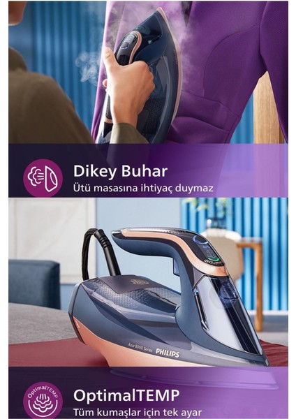 Azur Yenilendi, 8000 Serisi Azur Buharlı Ütü, Kumaşa Göre Otomatik Akıllı Buhar 3000W + Tiftik Toplayıcı fiyatları