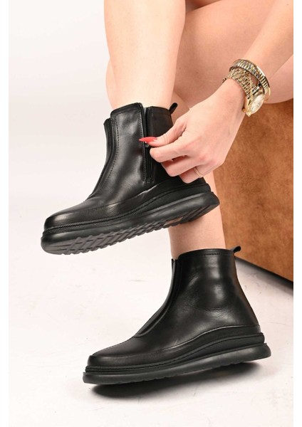 Bağcıksız Fermuarlı Termo Taban Hakiki Deri Comfort Bot 336-01240 Kadın Bot modelleri