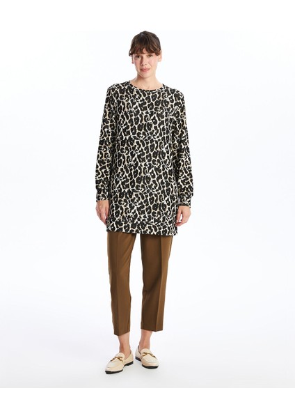 Yeni Sezon Bisiklet Yaka Leopar Desenli Kadın Tunik fiyatları