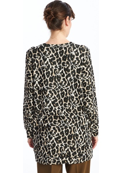 Yeni Sezon Bisiklet Yaka Leopar Desenli Kadın Tunik fırsatları
