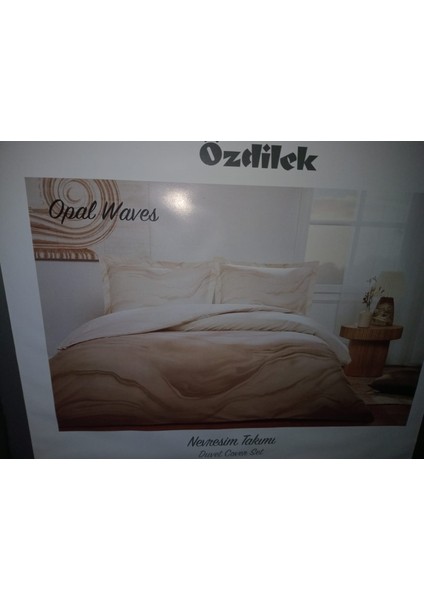 Opal Waves Ranforce Çift Kişilik Nevresim Takımı Krem