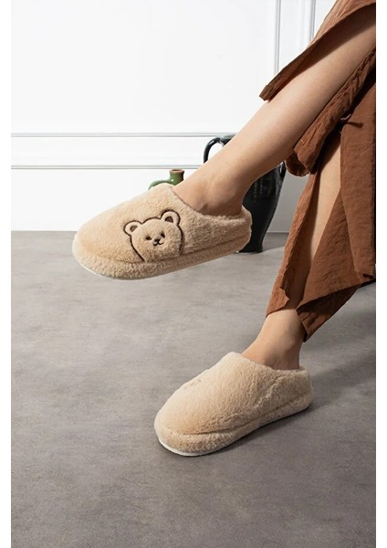 Ayıcık Nakışlı Kadın Yumuşak Peluş Içi Tüylü Çeyiz Bohça Gelin Ev Terliği modelleri