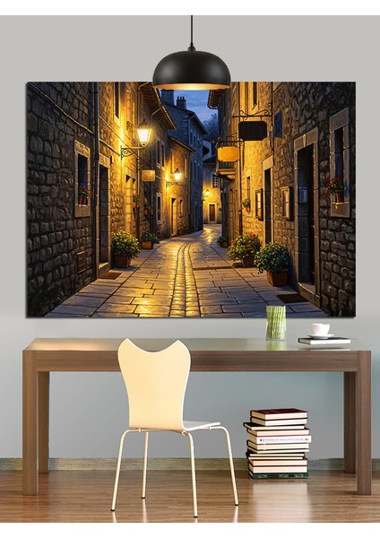 Dar Sokak, Eski Şehir Manzarası Dekoratif Kanvas - Mdf Ahşap Tablo