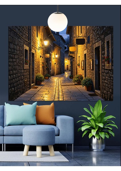 Dar Sokak, Eski Şehir Manzarası Dekoratif Kanvas - Mdf Ahşap Tablo fiyatları