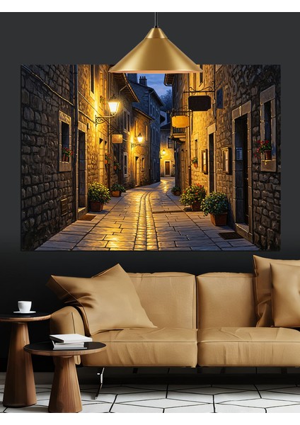 Dar Sokak, Eski Şehir Manzarası Dekoratif Kanvas - Mdf Ahşap Tablo modelleri