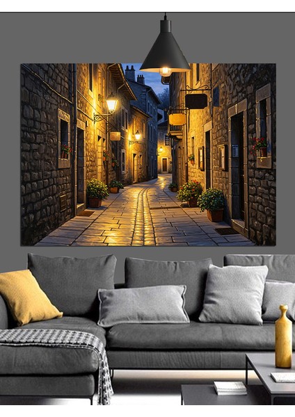 Dar Sokak, Eski Şehir Manzarası Dekoratif Kanvas - Mdf Ahşap Tablo fırsatları