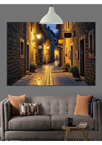 Dar Sokak, Eski Şehir Manzarası Dekoratif Kanvas - Mdf Ahşap Tablo indirimleri
