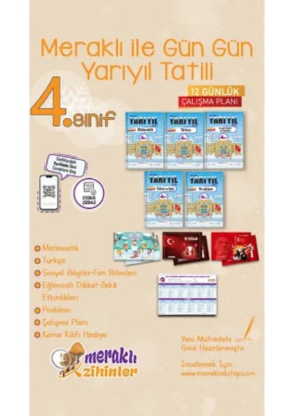 4. Sınıf Gün Gün Yarıyıl Tatil Seti (Karne Kılıfı Hediyeli)