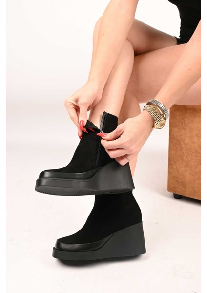 Bağcıksız Fermuarlı Termo Taban Hakiki Deri Dolgu Topuk Bot 336-01196 Kadın Bot modelleri