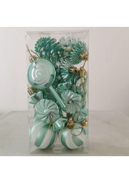 17'li Karışık Lüks Yılbaşı Çam Ağacı Süsü Yeşil Noel Şeker Kamışı Süsü fiyatları