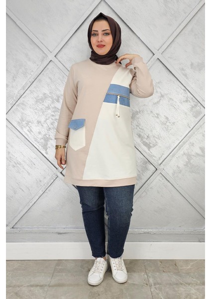 Kadın Kombinli Taş ve Fermuar Detaylı Tesettür Tunik modelleri