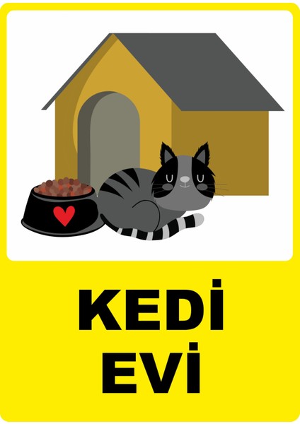 Kedi Evi Dijital Uv Folyo Yapışkan Baskı Uyarı Etiket Sticker 12.5X17.5