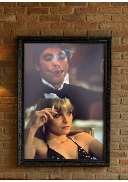 Retro Sinema Atmosferi – Klasik Film Sahnesi Duvar Tablosu (Çerçeveli)