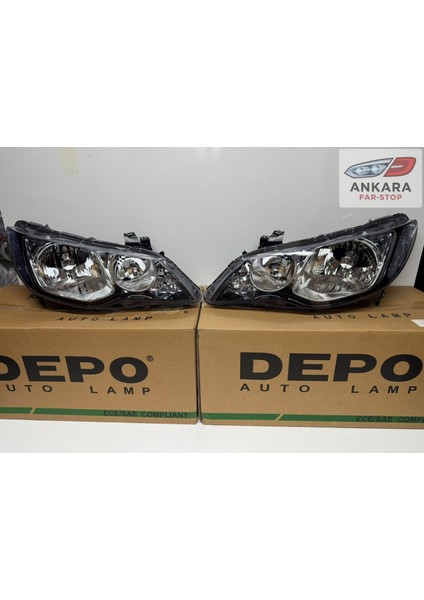 Honda Civic Fd6 2007-2009 Makyajsız Kasa Far Lambası Sağ-Sol Takım Sedan (Xenonsuz Tip-2 Far-Depo Marka) fırsatları