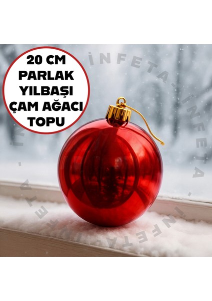 20CM Kırmızı Yılbaşı Çam Ağacı Topu 1 Adet Parlak Çam Ağacı Süsü