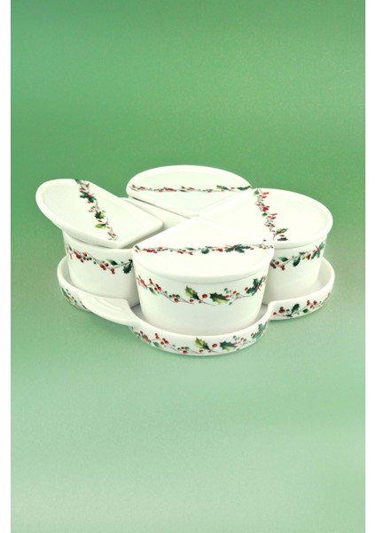 Christmas 4 Lü Porselen Kapaklı Kahvaltılık