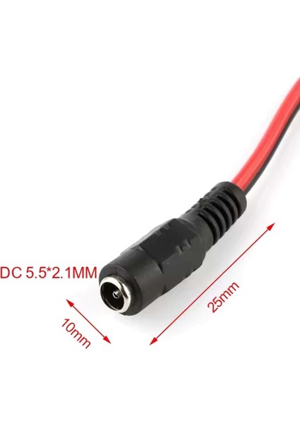 Nif Bilişim 12 Volt Dişi Power Jack Dc 12V Dişi Kablolu Besleme Jakı 12 Volt Cctv Jack Dc Dişi 5.5mm Dış Çap 2.1mm Iç Çapı 20 Adet