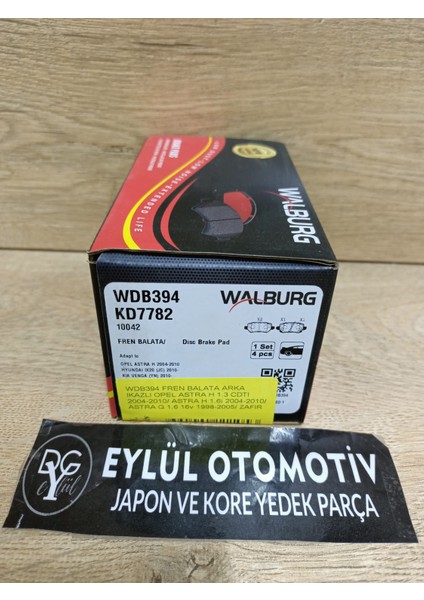 WDB394 1605995 Fren Balata Arka Ikazlı Kıa Cee'd 1.6 Crdı 2012-/HYUNDAI IX20 1.4 Crdı 2010- |fren fiyatları