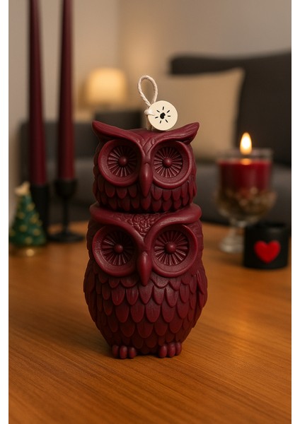 Baykuş Figürlü Dekoratif Mum 10X6 cm | El Yapımı Klasik Stil Süs Mumu | Salon ve Hediye Dekoru