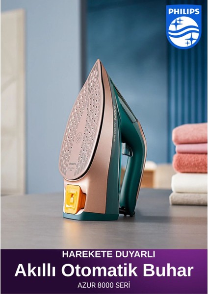 Kumaşa Göre Akıllı Buhar Özellikli Azur 8000 Serisi Buharlı Ütü 3000W, Özel Tabanlı, Güçlü Buhar + Mutfak Tartısı