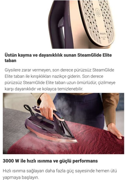 Kumaşa Göre Akıllı Buhar Özellikli Azur 8000 Serisi Buharlı Ütü 3000W, Özel Tabanlı, Güçlü Buhar + Mutfak Tartısı fırsatları