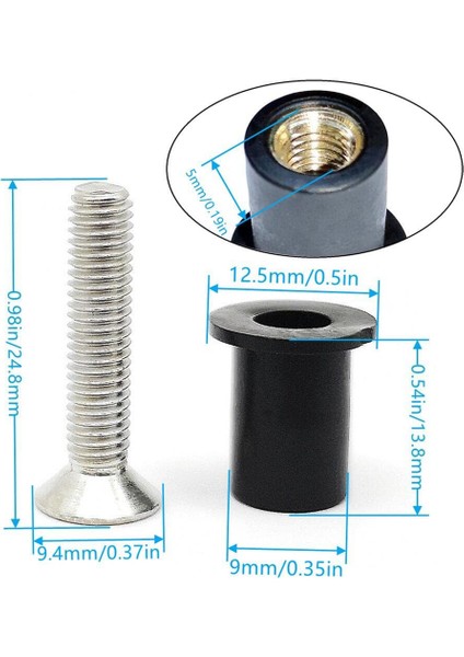 30 Pairs M5 Neopren Kuyu Somunları Paslanmaz Çelik Çapraz Başlı Cıvata Kuyu Somunları Kiti Kayık Motosiklet Ön Cam (Yurt Dışından) indirimleri