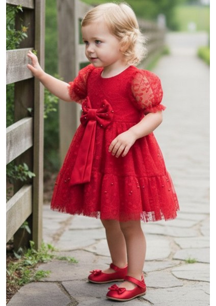 Kız Çocuk Incili Dantel Detay Elbise modelleri