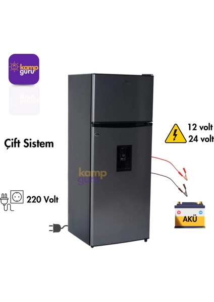 Çift Sistem Cool Life 235 Litre 12/24/220 V Sebilli Antrasit-Blue Buzdolabı