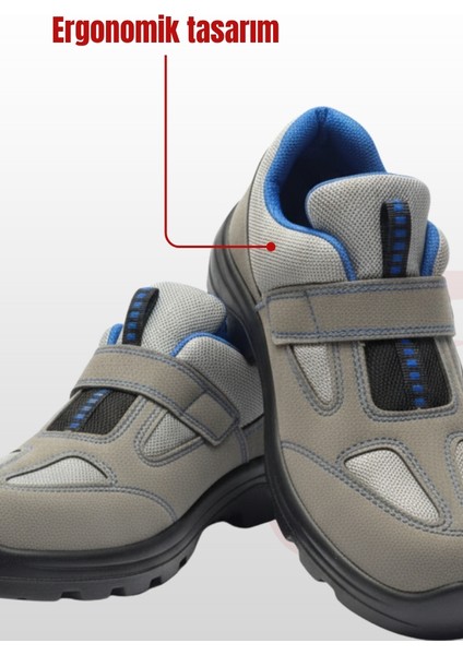 MADE Action S1 SRC Gri Kaymaz, Nefes Alabilir, Hafif, Çelik Burunlu, Ergonomik Tabanlı İş Güvenliği Ayakkabısı