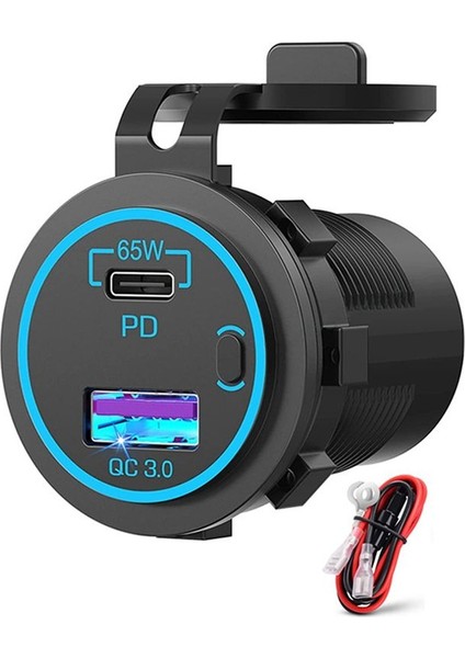 65W Pd 12V USB Priz Laptop Için USB C Araç Şarj Soketi Çok Portlu Çıkış Su Geçirmez Adaptör Araba Tekne Kamyon Için (Yurt Dışından)