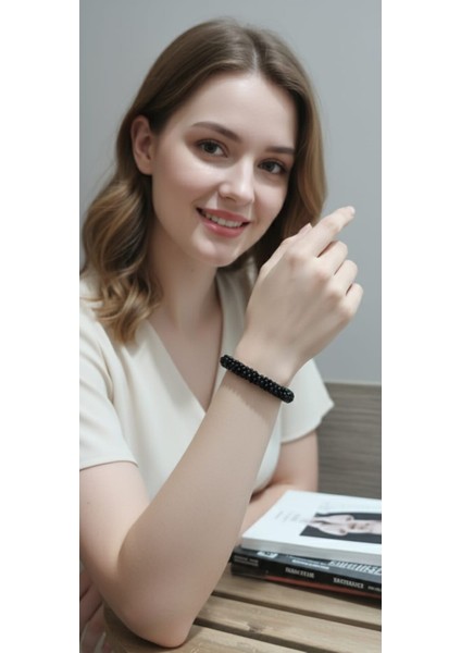 Esu Siyah Lastık Detay Bileklik