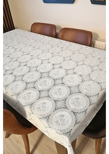 Dantel Görünümlü Muşamba Masa Örtüsü - Farklı Ölçülerde - Beyaz Renk-Ynhlka modelleri