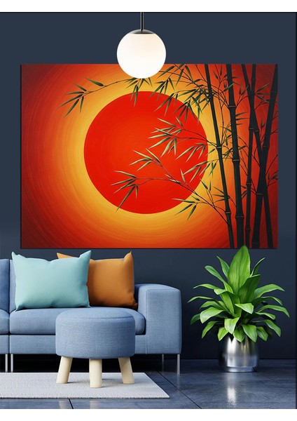 Günbatım Bambu Manzarası Dekoratif Kanvas - Mdf Ahşap Tablo fiyatları