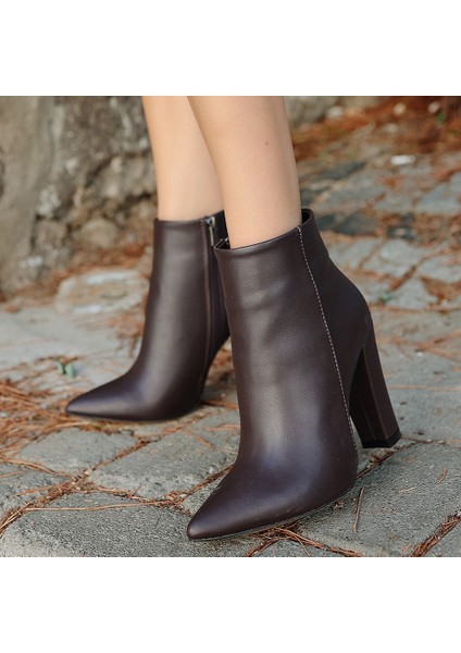 Loora Kahverengi Cilt Topuklu Bot fırsatları