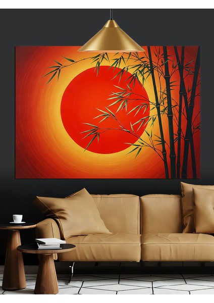 Günbatım Bambu Manzarası Dekoratif Kanvas - Mdf Ahşap Tablo modelleri
