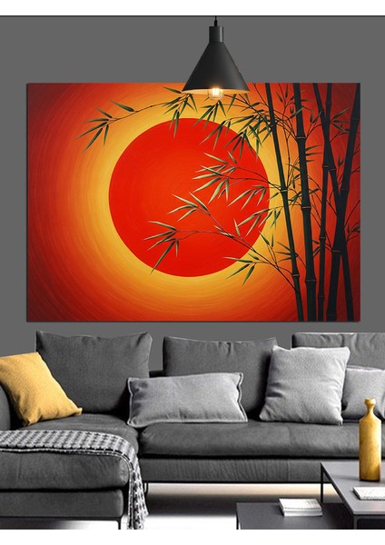 Günbatım Bambu Manzarası Dekoratif Kanvas - Mdf Ahşap Tablo fırsatları