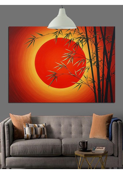 Günbatım Bambu Manzarası Dekoratif Kanvas - Mdf Ahşap Tablo indirimleri