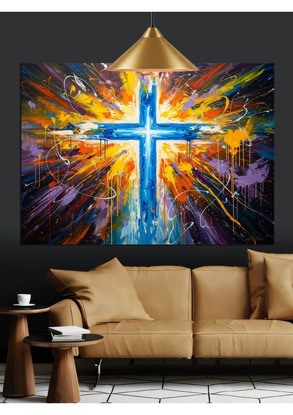 Haç Işık Hristiyan Simgesi Dekoratif Kanvas - Mdf Ahşap Tablo fiyatları