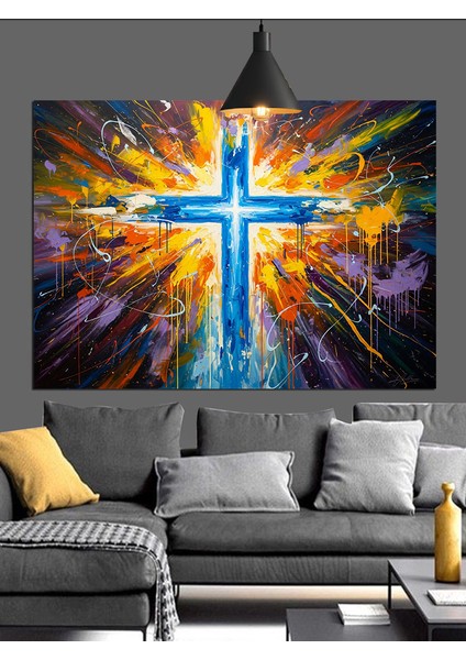 Haç Işık Hristiyan Simgesi Dekoratif Kanvas - Mdf Ahşap Tablo modelleri