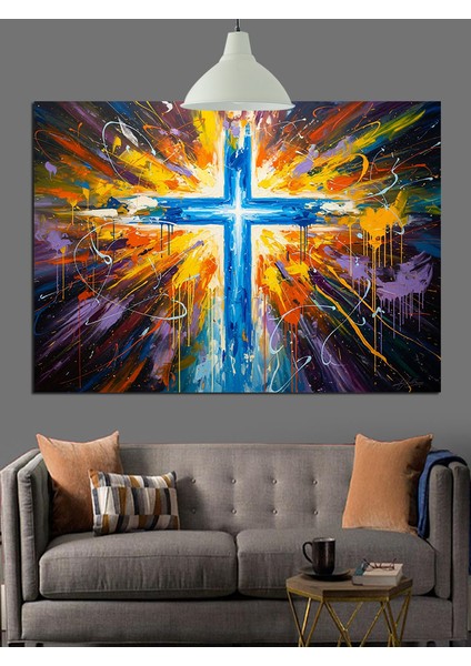 Haç Işık Hristiyan Simgesi Dekoratif Kanvas - Mdf Ahşap Tablo fırsatları